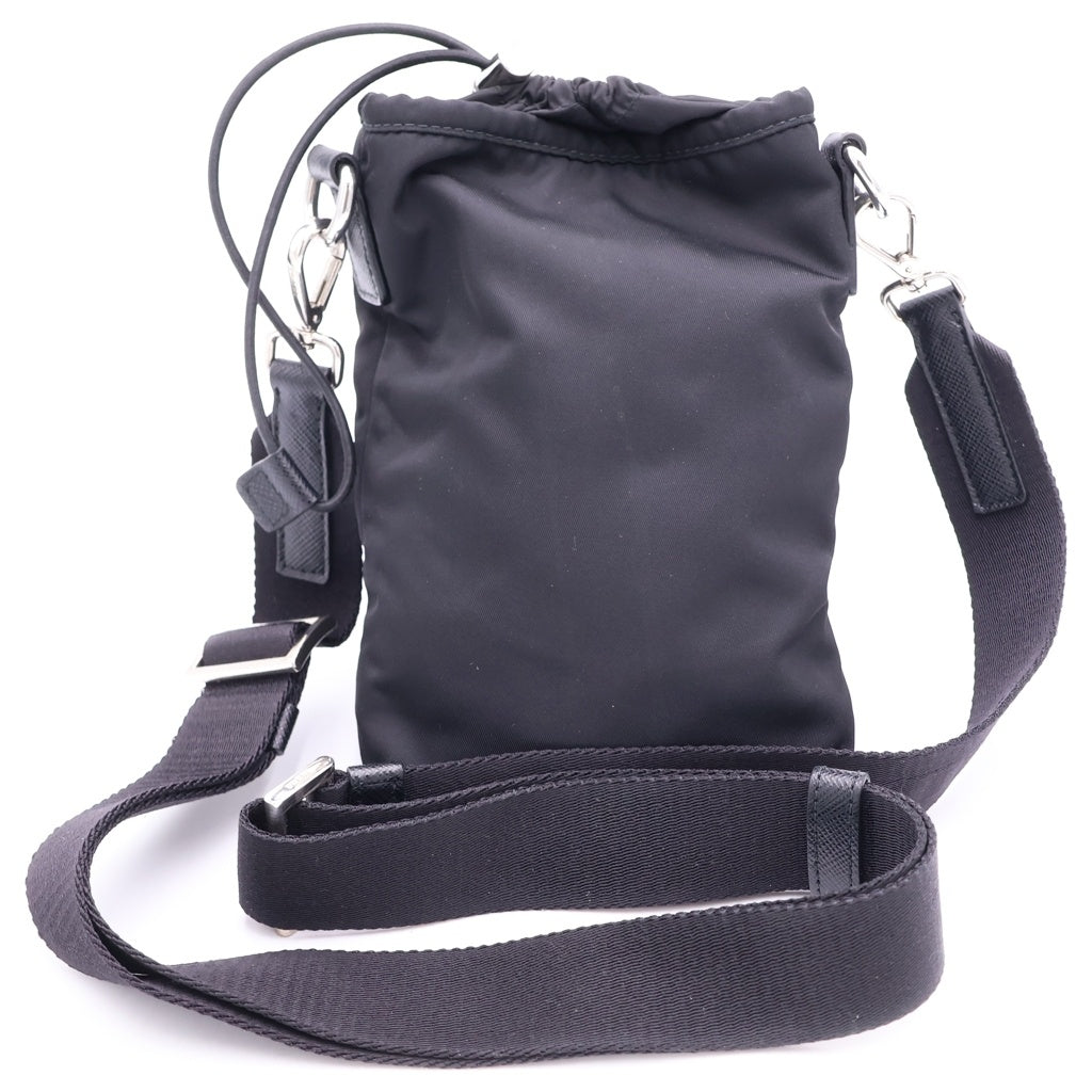 PRADA(プラダ) Re-Nylon 三角プレート付きフォンポーチ ナイロンショルダーバッグ ブラック 2ZH155