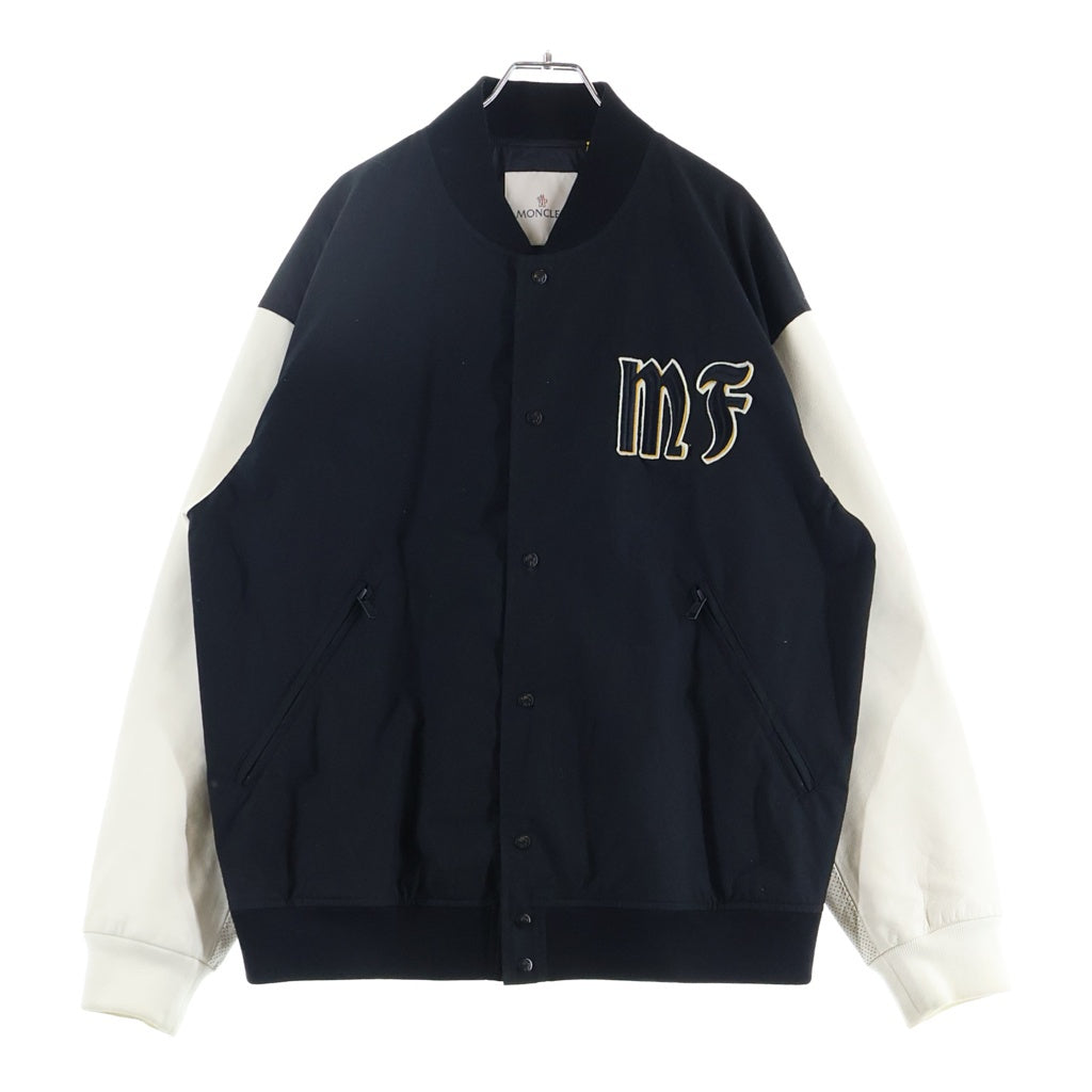 MONCLER(モンクレール) 19SS ×Fragment RAGGAE GIUBBOTTO フラグメント バックロゴ刺繍 レザー切り替え スタジャン ブラック E109U4010150 54A3W