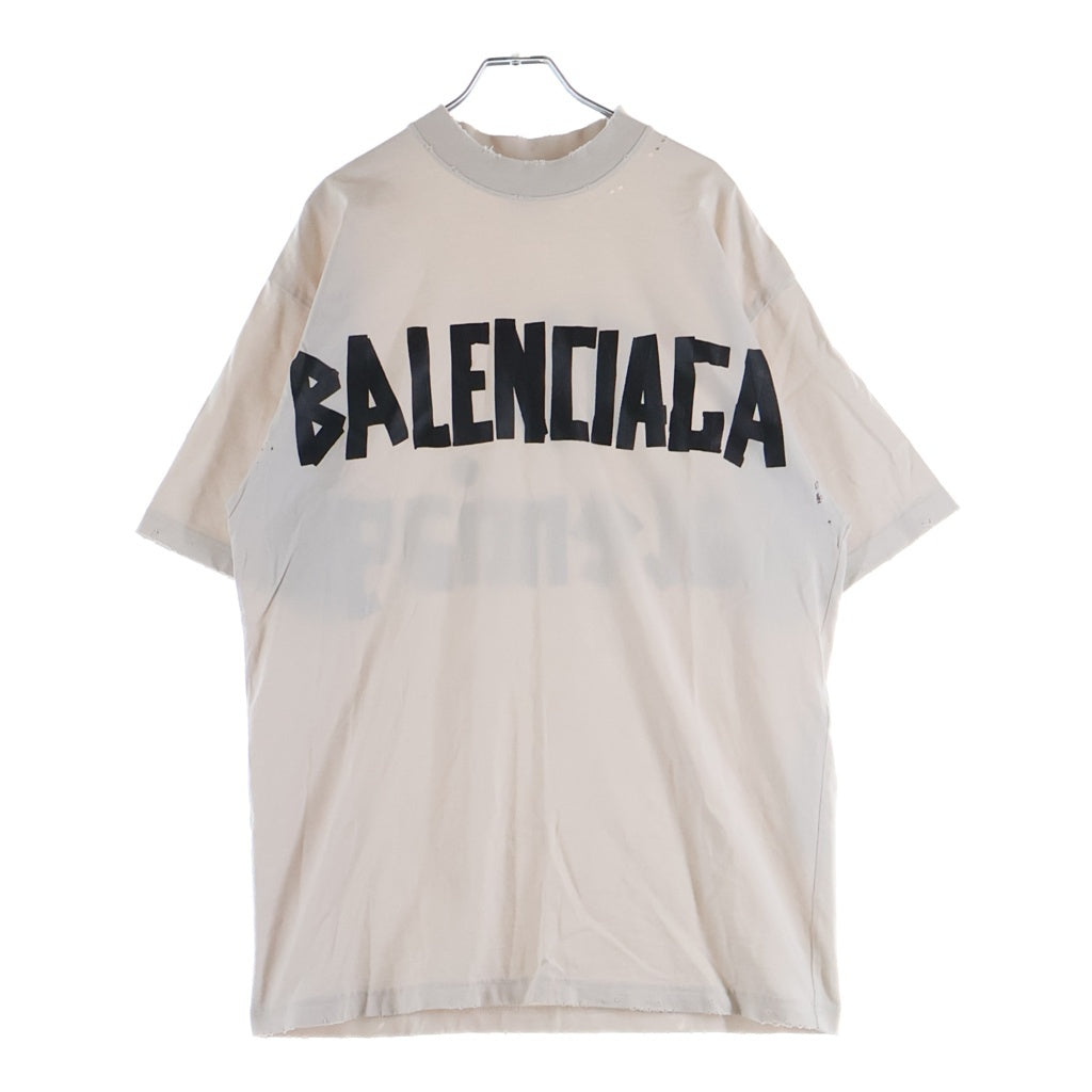 BALENCIAGA(バレンシアガ) 24SS Tape Type Medium Fit Tee 両面テープロゴプリント 半袖Tシャツ カットソー ホワイト 73984 TQVQ8