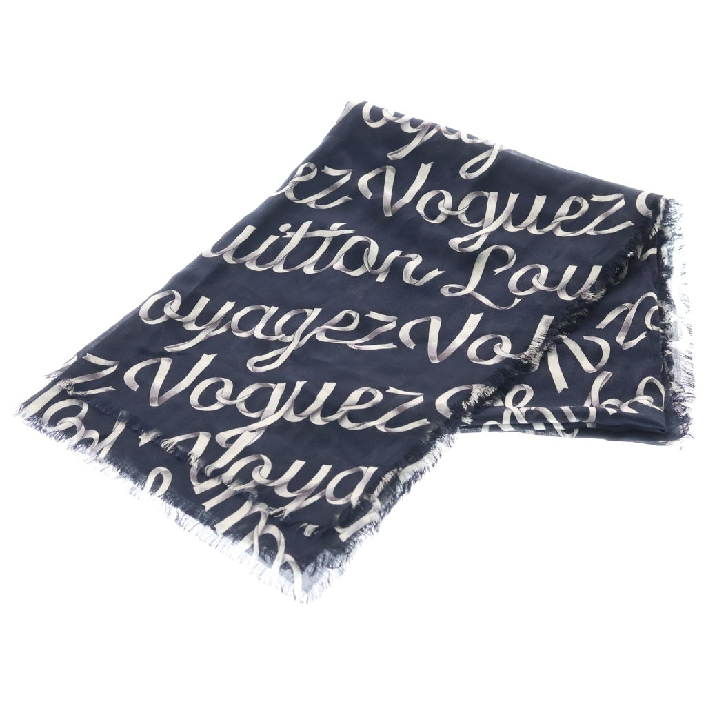 LOUIS VUITTON(ルイヴィトン) Voguez Volez Voyagez エトールリボン総柄ストール ネイビー レディース