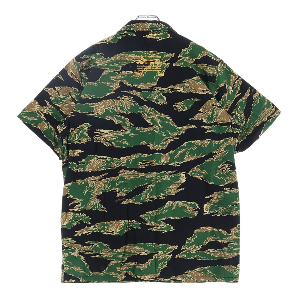 A BATHING APE(アベイシングエイプ) TIGER CAMO MILITARY SHIRT タイガーカモ 総柄 ミリタリー半袖シャツ カーキ 001SHC201001X