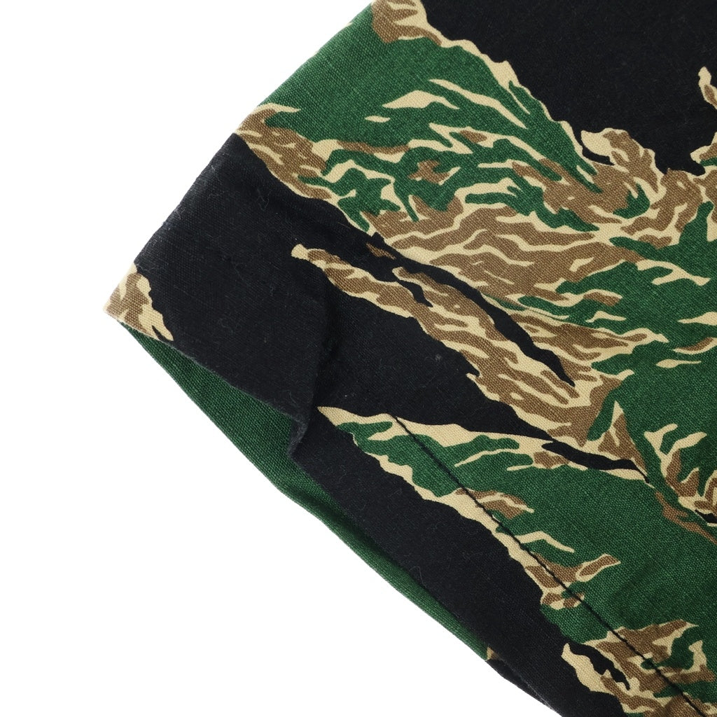 A BATHING APE(アベイシングエイプ) TIGER CAMO MILITARY SHIRT タイガーカモ 総柄 ミリタリー半袖シャツ カーキ 001SHC201001X
