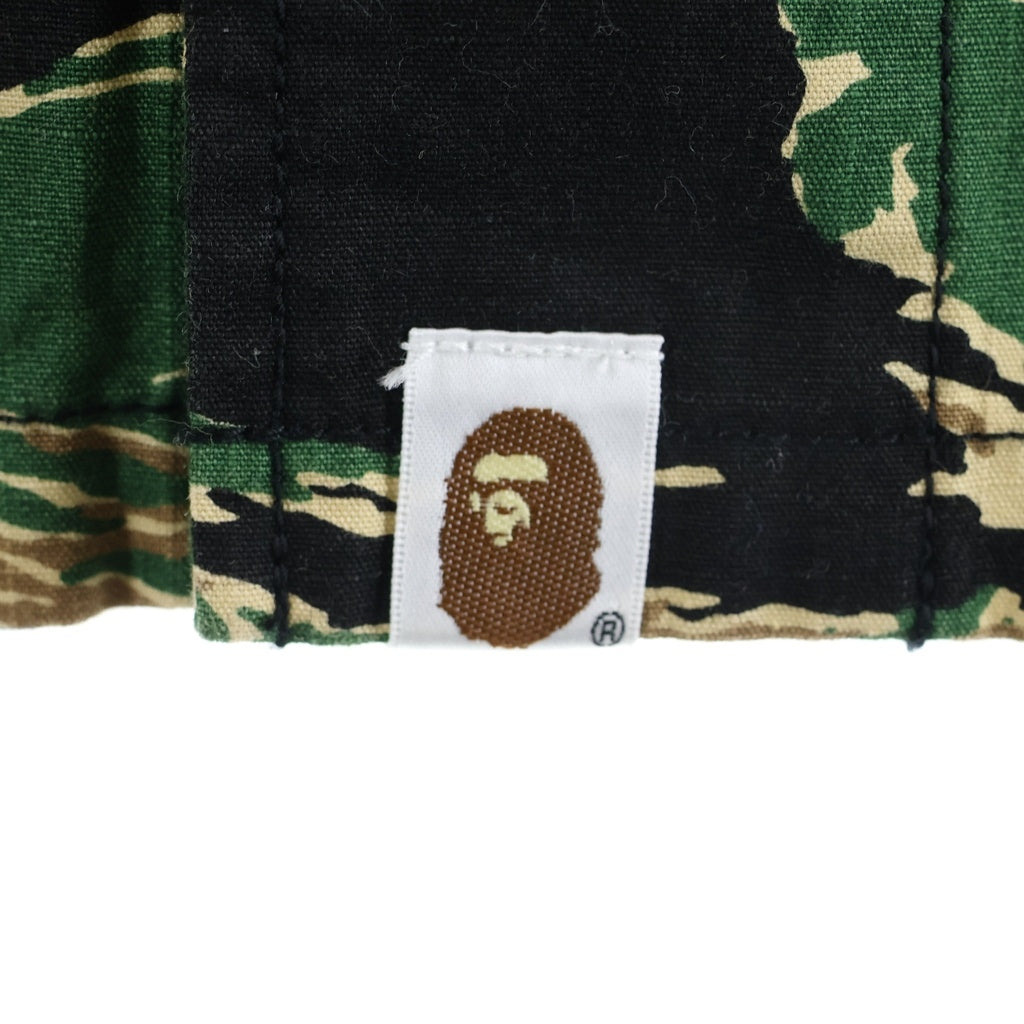 A BATHING APE(アベイシングエイプ) TIGER CAMO MILITARY SHIRT タイガーカモ 総柄 ミリタリー半袖シャツ カーキ 001SHC201001X