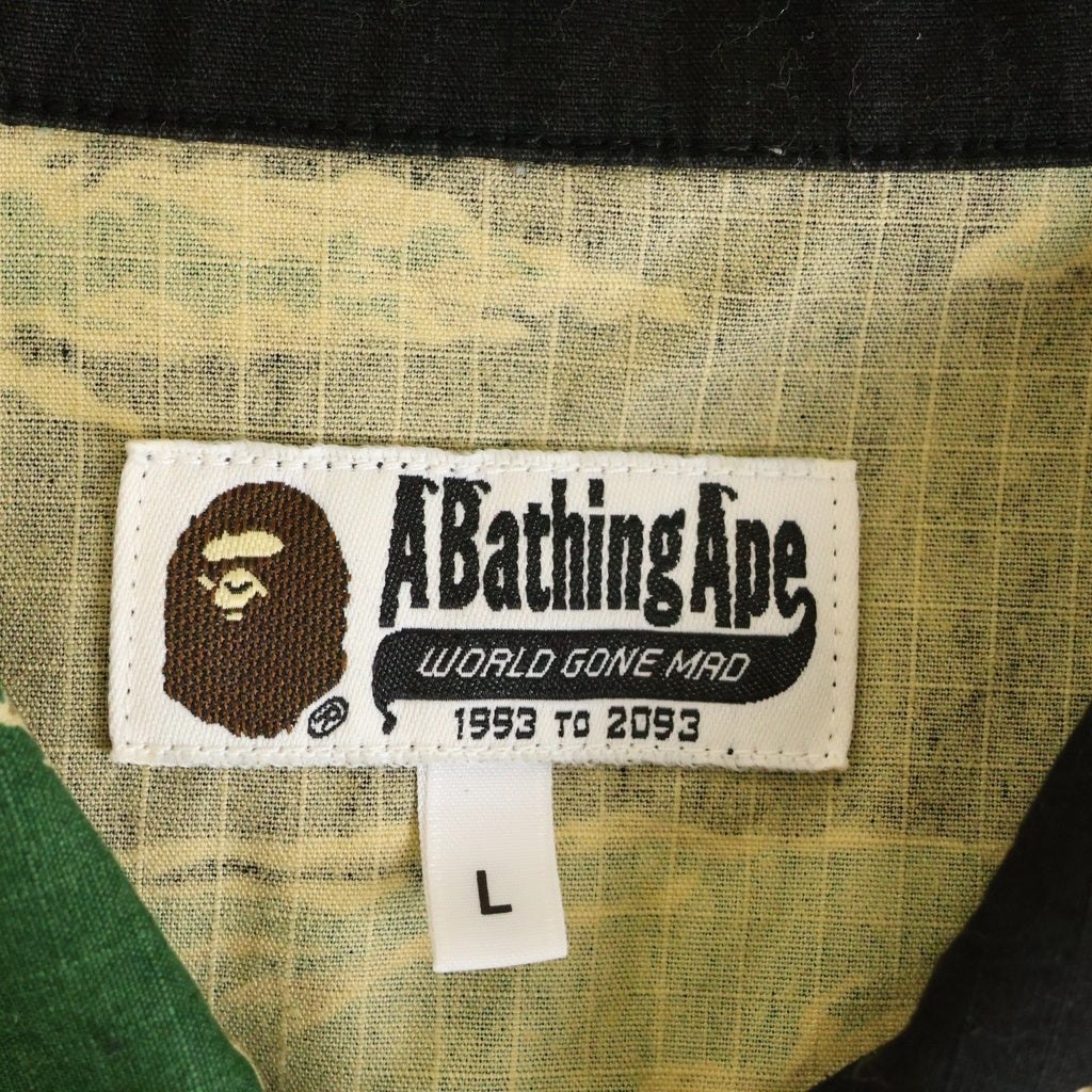 A BATHING APE(アベイシングエイプ) TIGER CAMO MILITARY SHIRT タイガーカモ 総柄 ミリタリー半袖シャツ カーキ 001SHC201001X