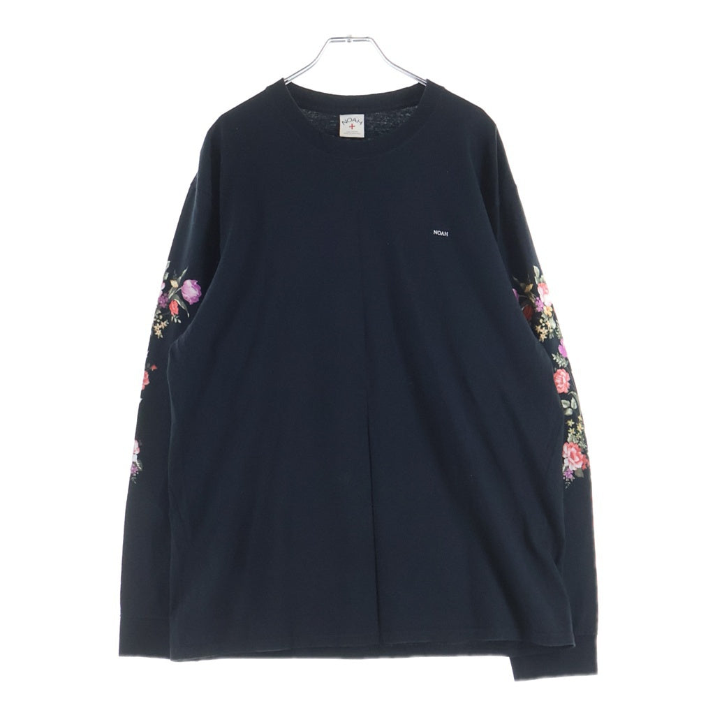 NOAH(ノア) Floral L/S Tee アームフローラルプリント クルーネック 長袖Tシャツ カットソー ブラック