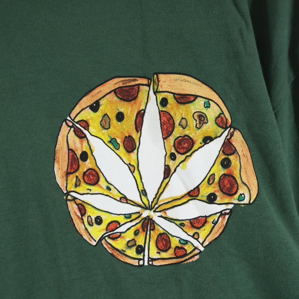 NO BRAND(ノーブランド) 【Porous Walker ポーラスウォーカー】Pizza Leaf L/S Tee ピザ リーフ プリント クルーネック 半袖Tシャツ カットソー グリーン