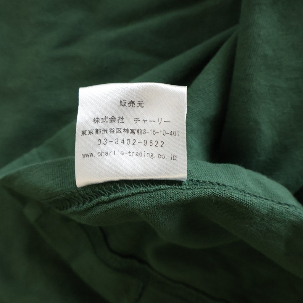 NO BRAND(ノーブランド) 【Porous Walker ポーラスウォーカー】Pizza Leaf L/S Tee ピザ リーフ プリント クルーネック 半袖Tシャツ カットソー グリーン