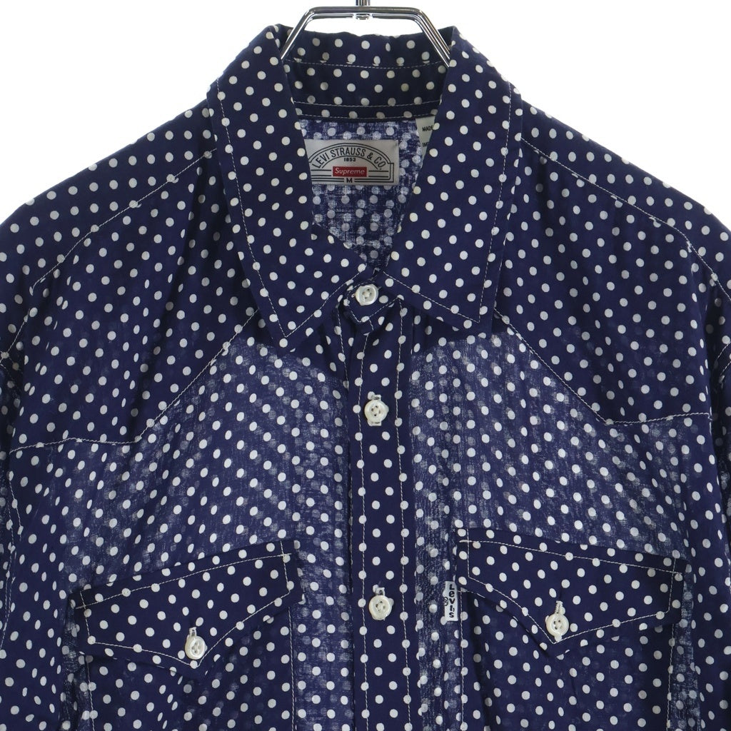 SUPREME(シュプリーム) 12AW × Levi's Western Shirt リーバイス ポルカドット柄 ウエスタン長袖シャツ ネイビー