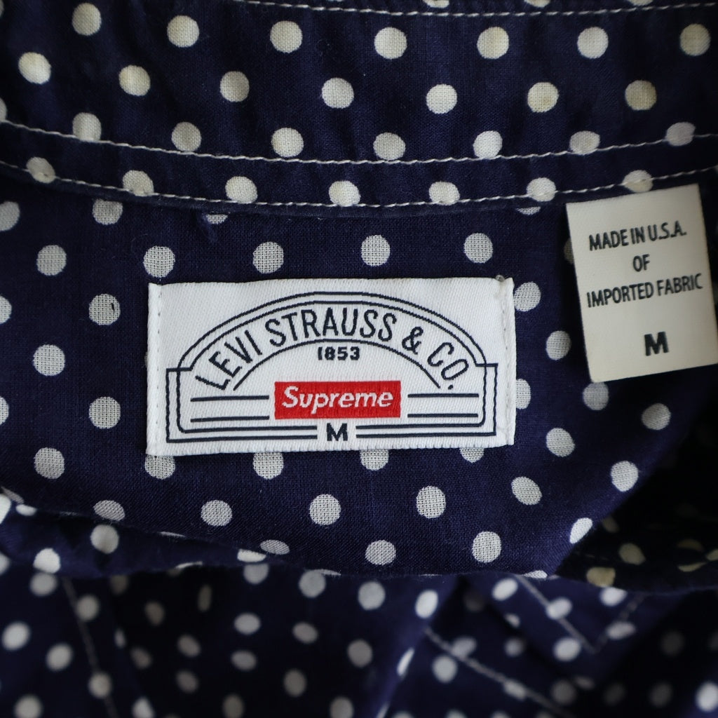 SUPREME(シュプリーム) 12AW × Levi's Western Shirt リーバイス ポルカドット柄 ウエスタン長袖シャツ ネイビー