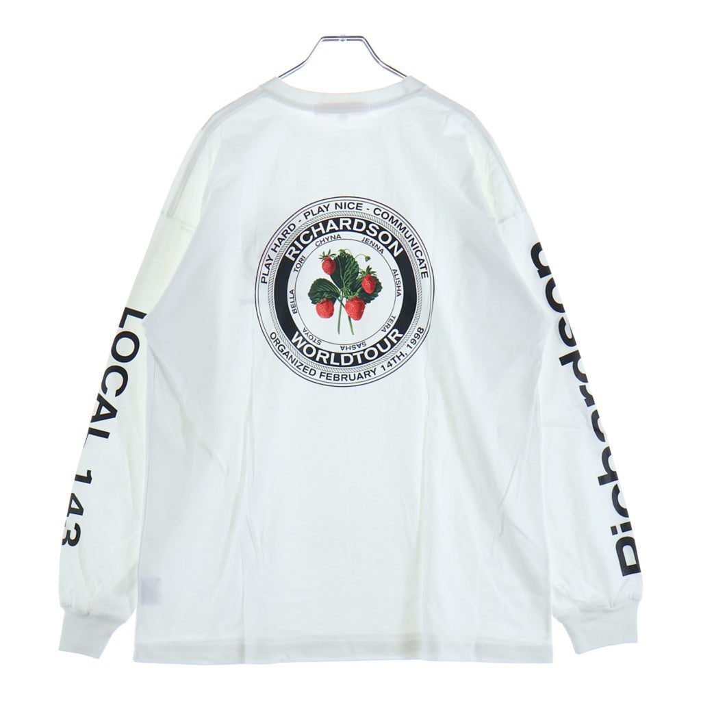 Richardson(リチャードソン) 18SS STRAWBERRY TEAMSTER LONGSLEEVE TEE ストロベリー チームスター プリント クルーネック 長袖Tシャツ カットソー ホワイト