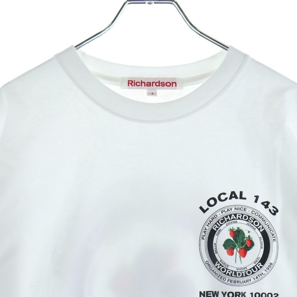 Richardson(リチャードソン) 18SS STRAWBERRY TEAMSTER LONGSLEEVE TEE ストロベリー チームスター プリント クルーネック 長袖Tシャツ カットソー ホワイト