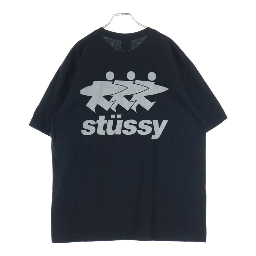 STUSSY(ステューシー) Surfwalk Tee Pigment Dyed サーフウォーク フェード加工 両面プリント 半袖Tシャツカットソー ブラック
