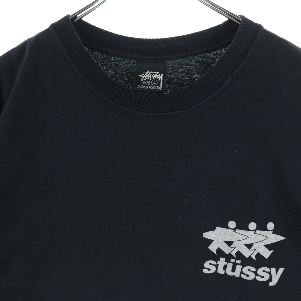 STUSSY(ステューシー) Surfwalk Tee Pigment Dyed サーフウォーク フェード加工 両面プリント 半袖Tシャツカットソー ブラック