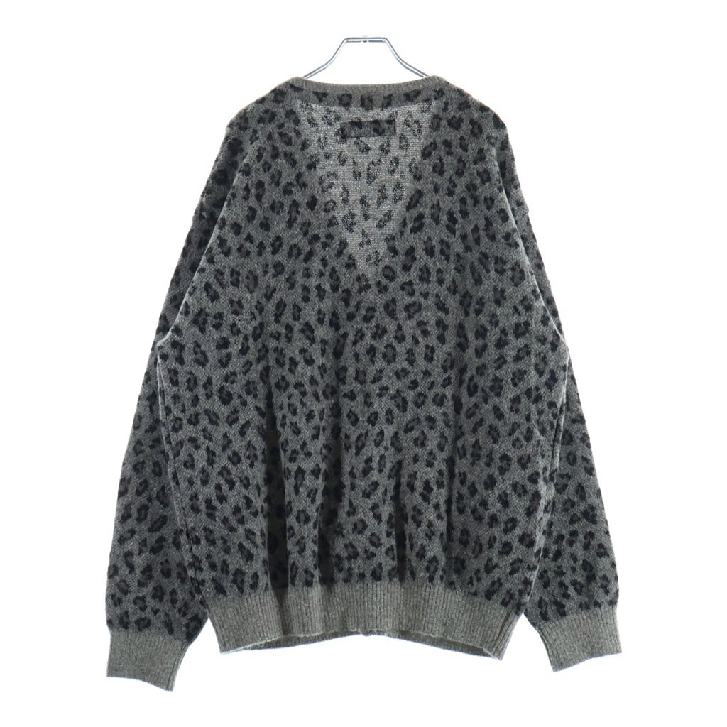 WACKO MARIA(ワコマリア) Leopard Jacquard Mohair Cardigan レオパード ジャガード モヘアニット カーディガン グレー