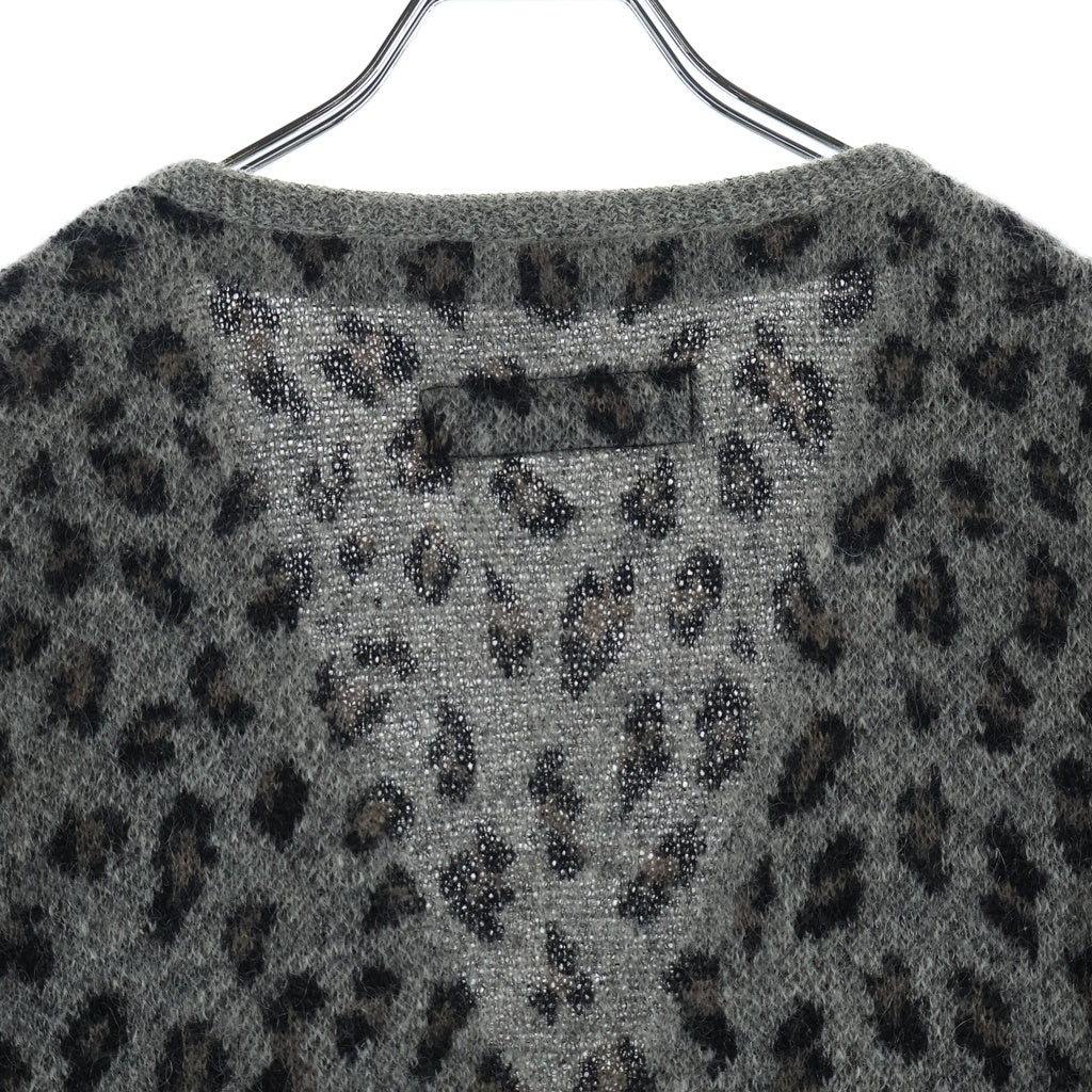 WACKO MARIA(ワコマリア) Leopard Jacquard Mohair Cardigan レオパード ジャガード モヘアニット カーディガン グレー