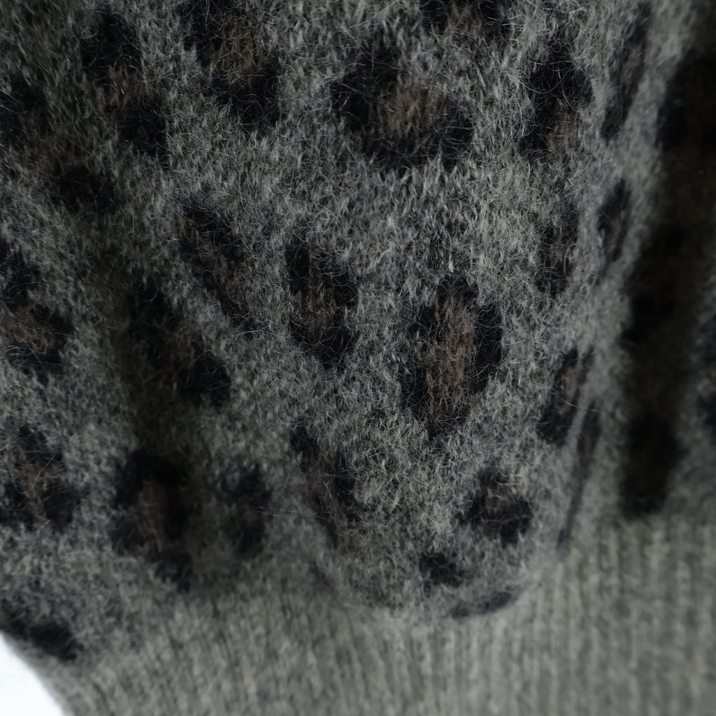 WACKO MARIA(ワコマリア) Leopard Jacquard Mohair Cardigan レオパード ジャガード モヘアニット カーディガン グレー