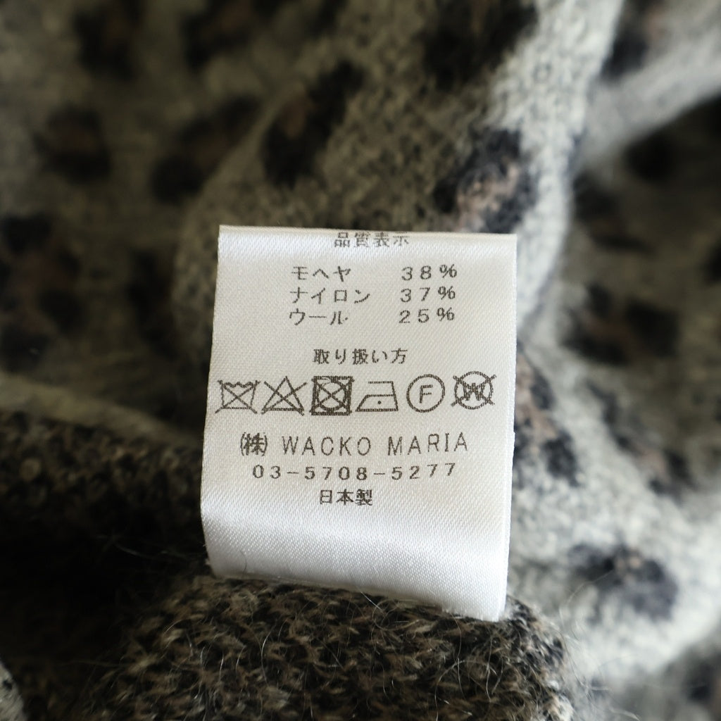 WACKO MARIA(ワコマリア) Leopard Jacquard Mohair Cardigan レオパード ジャガード モヘアニット カーディガン グレー