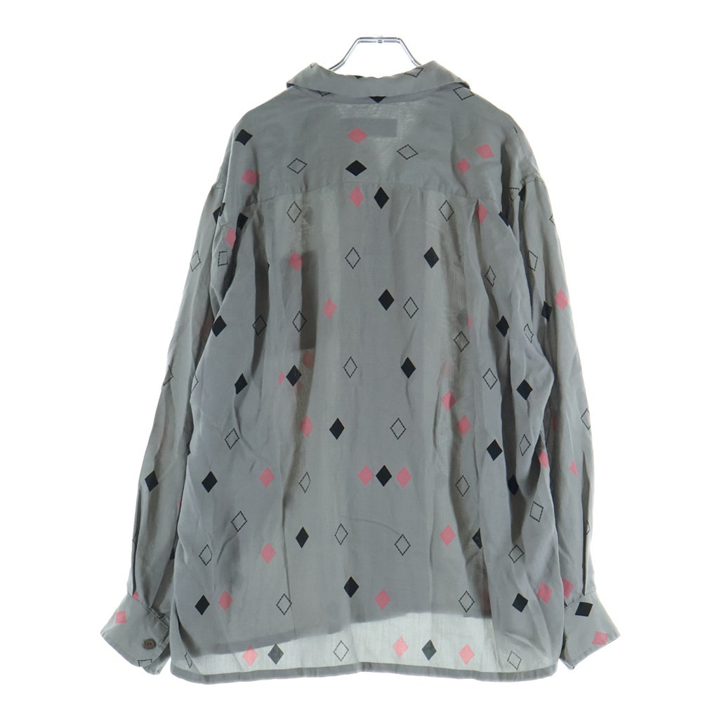 WACKO MARIA(ワコマリア) 24AW HAWAIIAN SHIRT L/S ダイヤ柄 ハワイアン オープンカラー 長袖シャツ グレー 24FW-WMS-HI04