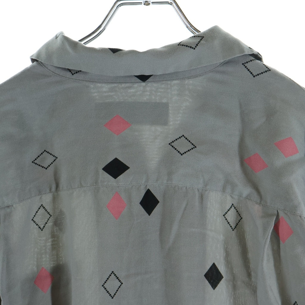 WACKO MARIA(ワコマリア) 24AW HAWAIIAN SHIRT L/S ダイヤ柄 ハワイアン オープンカラー 長袖シャツ グレー 24FW-WMS-HI04