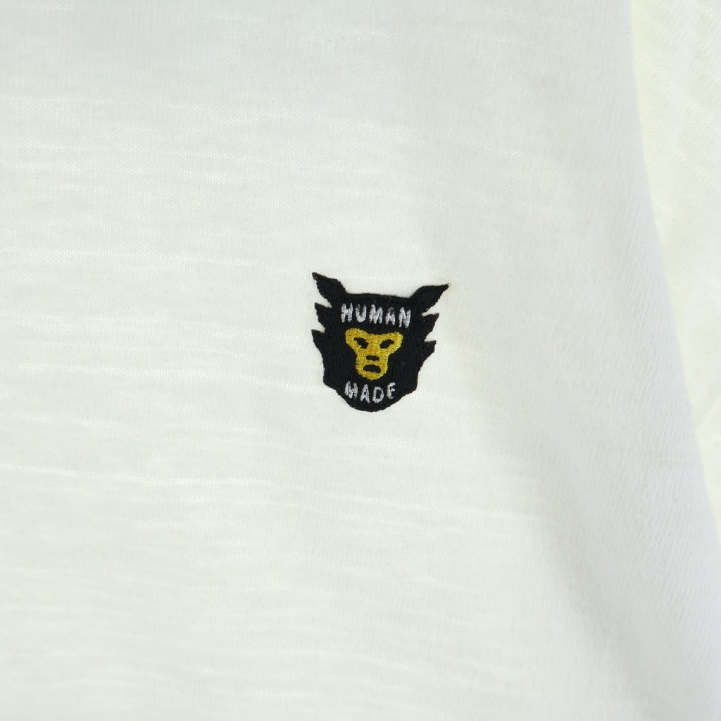 HUMAN MADE(ヒューマンメイド) Logo Patch L/S Tee 胸ロゴパッチ バック アーム プリント クルーネック 長袖Tシャツ ホワイト
