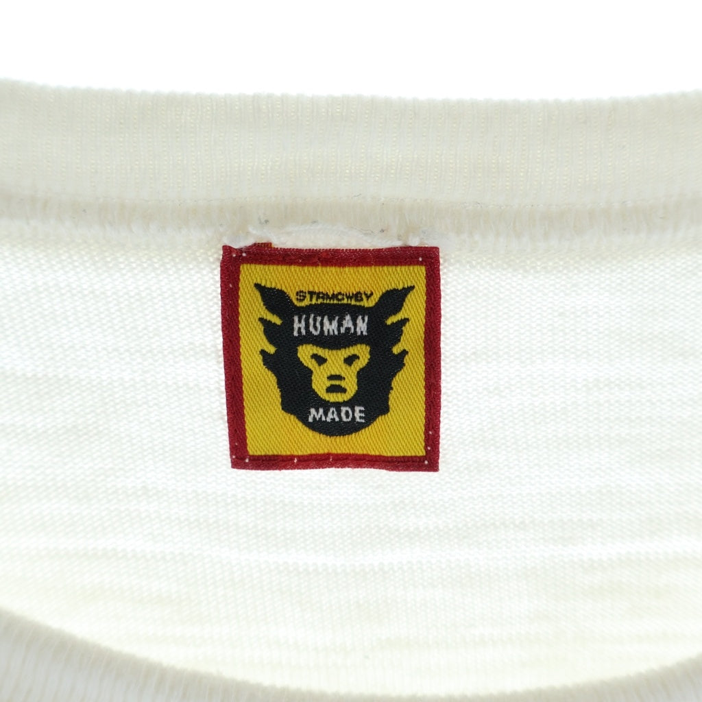 HUMAN MADE(ヒューマンメイド) Logo Patch L/S Tee 胸ロゴパッチ バック アーム プリント クルーネック 長袖Tシャツ ホワイト