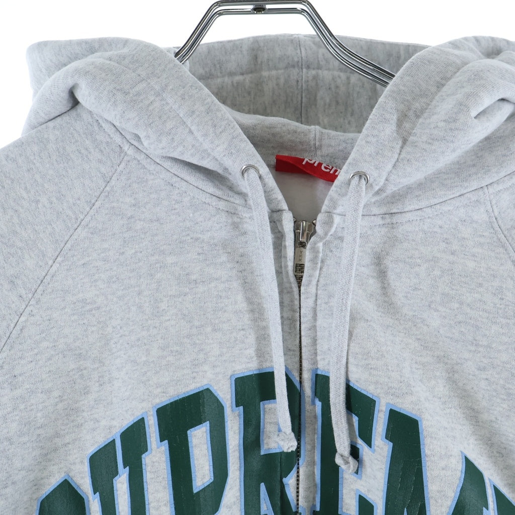 SUPREME(シュプリーム) 26SS Cracked Raglan Zip Up Hooded Sweatshirt クラックド ラグラン フロントロゴ プリント プルオーバーパーカー フーディ グレー