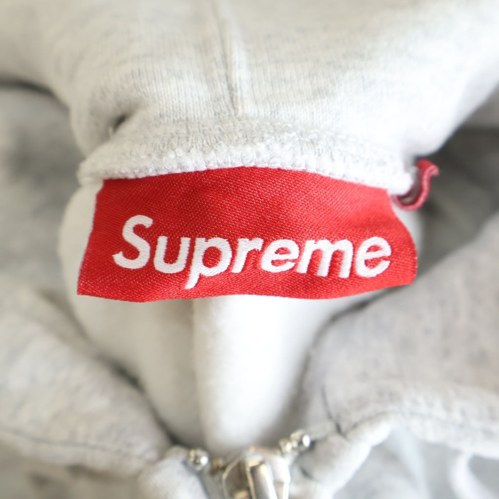 SUPREME(シュプリーム) 26SS Cracked Raglan Zip Up Hooded Sweatshirt クラックド ラグラン フロントロゴ プリント プルオーバーパーカー フーディ グレー