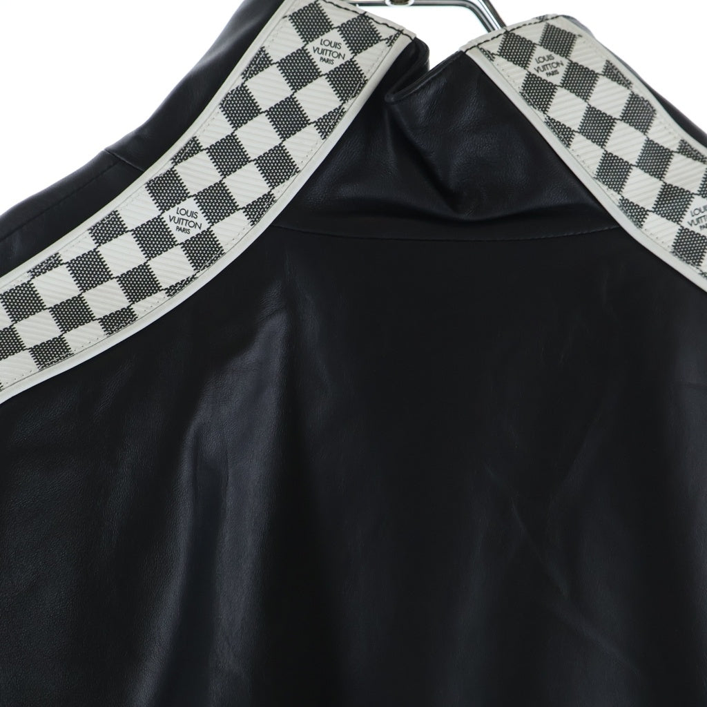 LOUIS VUITTON(ルイヴィトン) 22SS LVライン ダミエ ラムレザー シングルライダース トラックジャケット ブラック RM221 I85 HML61E