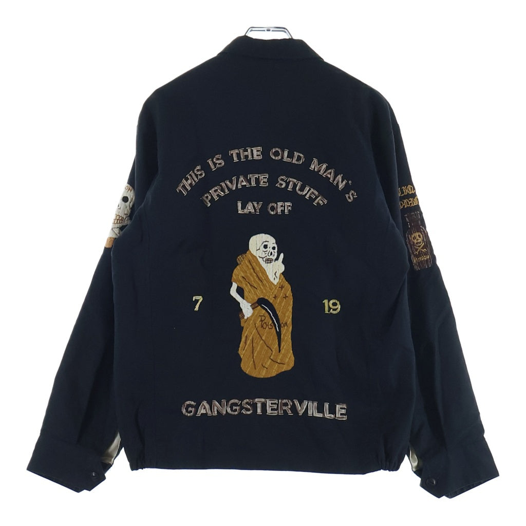 GANGSTERVILLE(ギャングスタービル) スカル刺繍 スーベニアジャケット ベドジャン ブラック