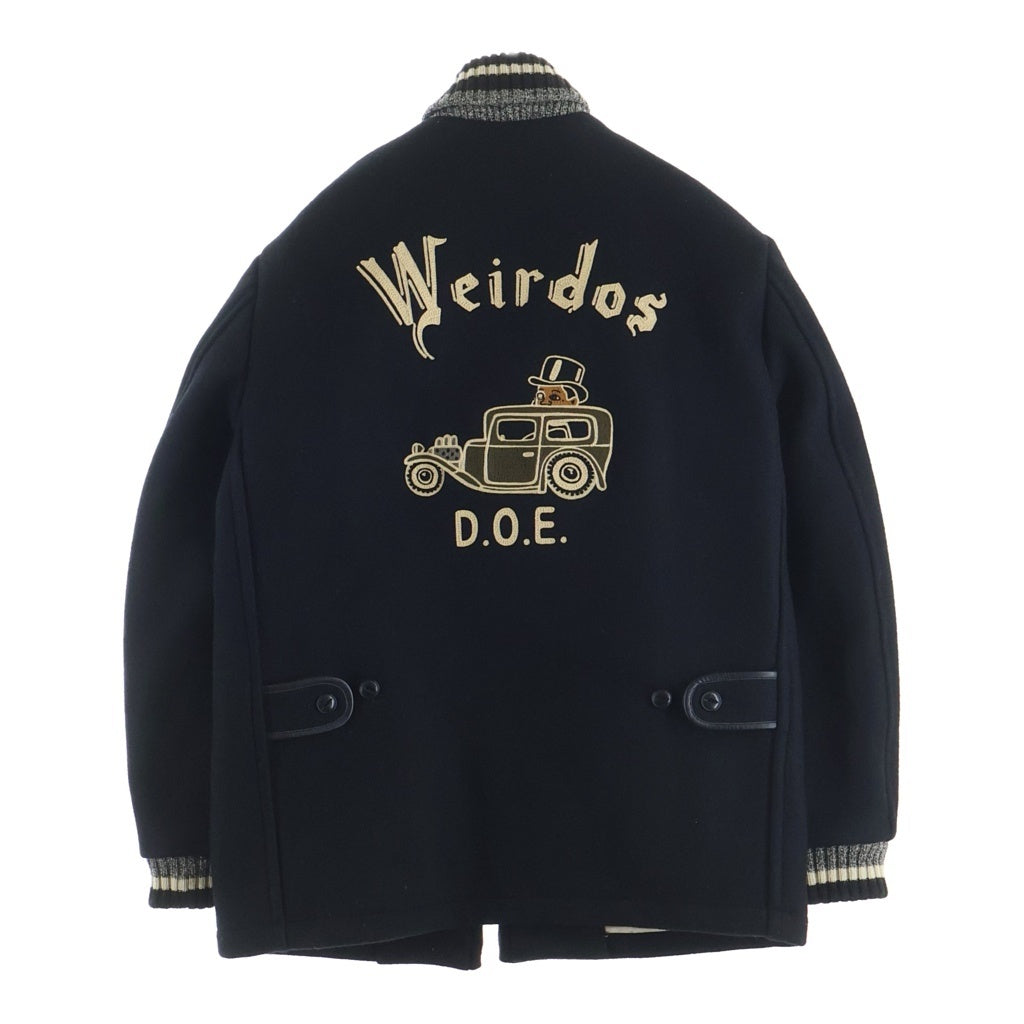 weirdo(ウィアード) 10AW D.O.E. Pharaoh Jacket TALONジップ バック ホットロッド刺繍 ウール ファラオジャケット ブラック WRD-10-FW-01