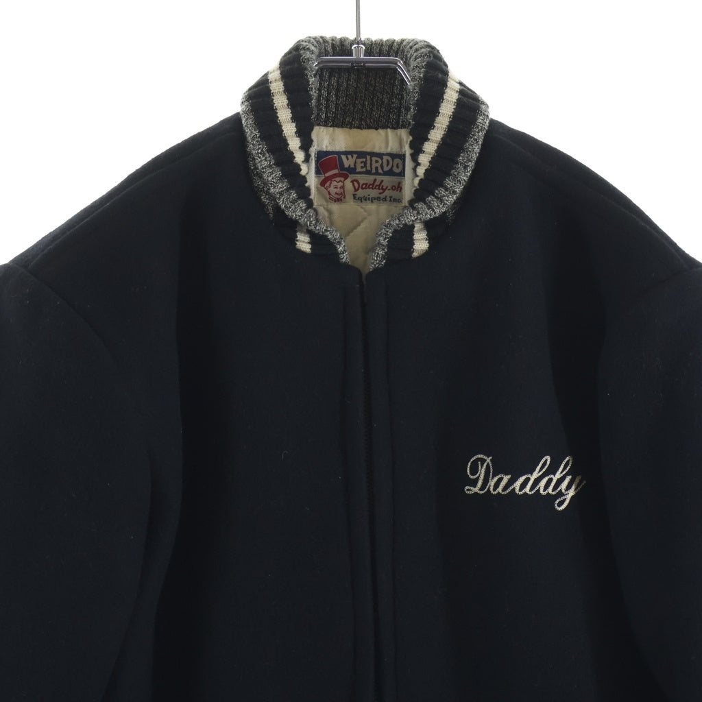weirdo(ウィアード) 10AW D.O.E. Pharaoh Jacket TALONジップ バック ホットロッド刺繍 ウール ファラオジャケット ブラック WRD-10-FW-01