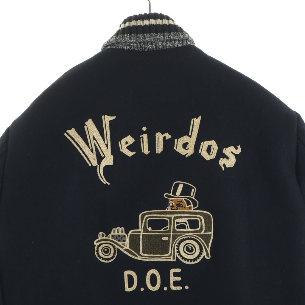 weirdo(ウィアード) 10AW D.O.E. Pharaoh Jacket TALONジップ バック ホットロッド刺繍 ウール ファラオジャケット ブラック WRD-10-FW-01