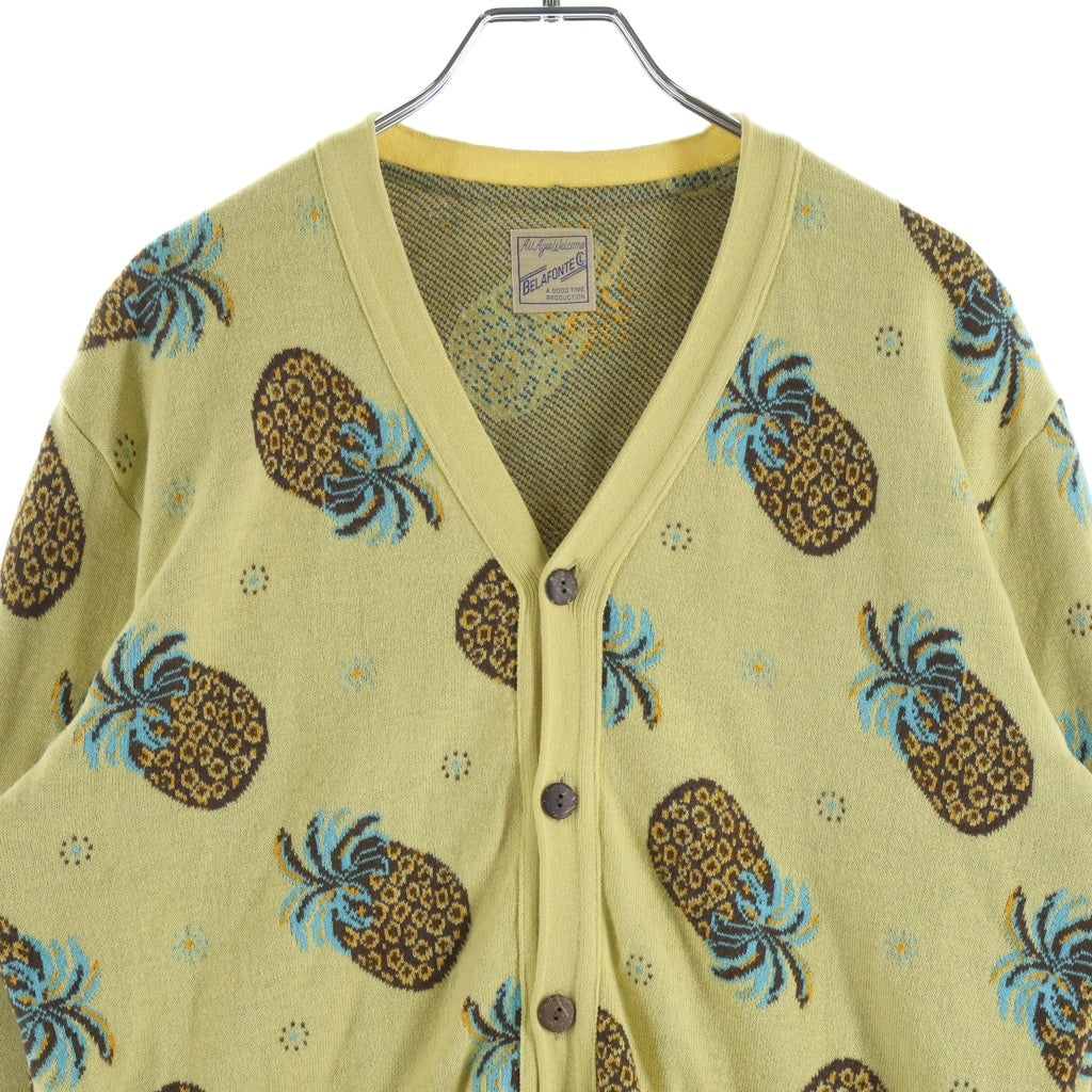 BELAFONTE(ベラフォンテ) KNIT CARDIGAN パイナップル柄 コットンニット カーディガン イエロー
