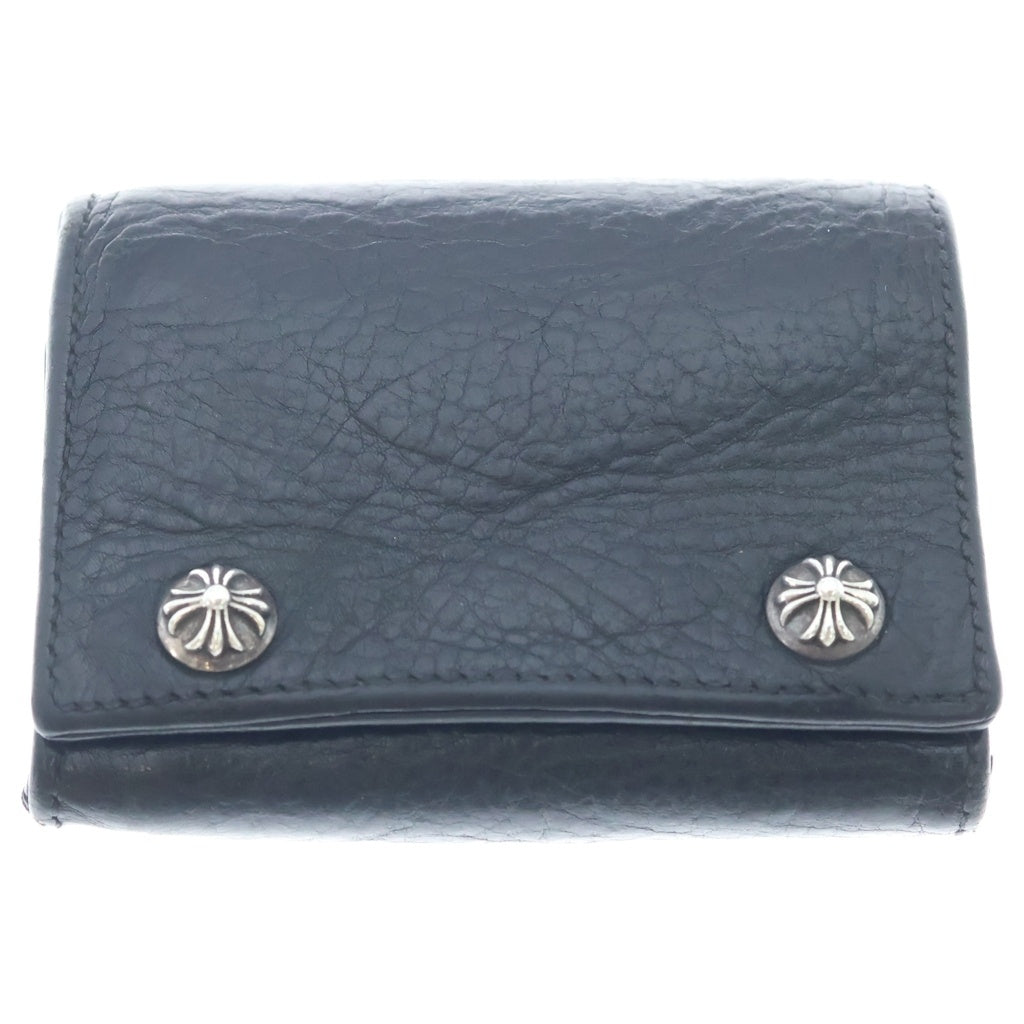 CHROME HEARTS(クロムハーツ) 3FOLD 3フォールド クロスボールボタン レザーウォレット 財布 ブラック