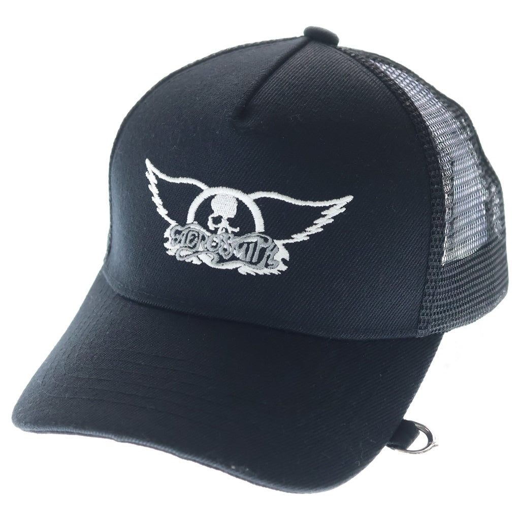 mastermind JAPAN(マスターマインドジャパン) ×AEROSMITH Wing And Skull Logo Cap エアロスミス ウイング スカル ロゴ メッシュ キャップ 帽子 ブラック