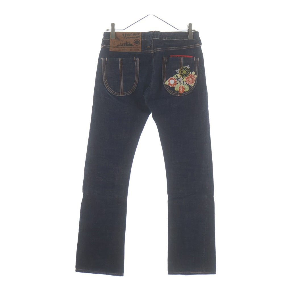Yamane(ヤマネ) Flower Embroidery Flare Denim フラワー刺繍 赤耳 ボタンフライ フレアデニム パンツ インディゴ レディース