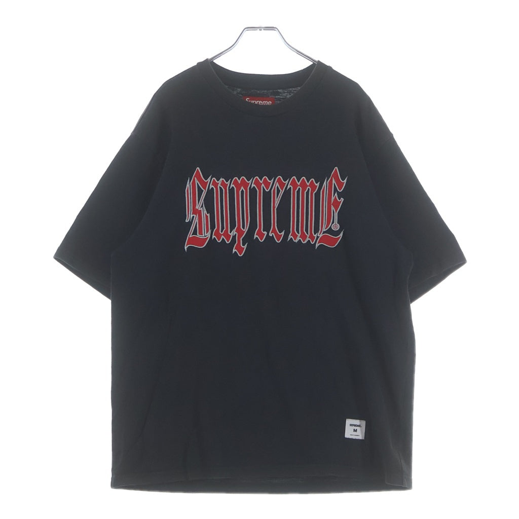 SUPREME(シュプリーム) 24SS Old English S/S Top オールドイングリッシュ ロゴエンブロイダリー クルーネック 半袖Tシャツ カットソー ブラック