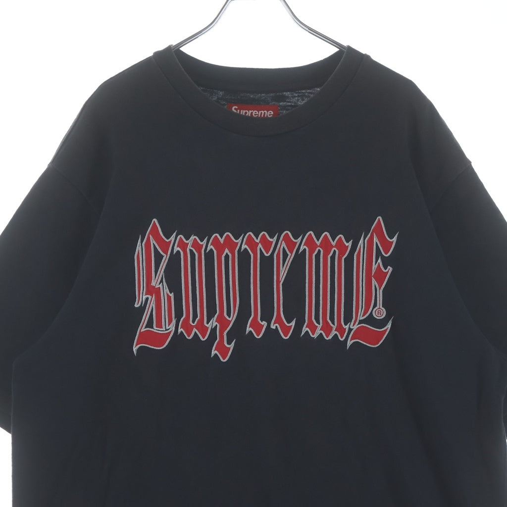 SUPREME(シュプリーム) 24SS Old English S/S Top オールドイングリッシュ ロゴエンブロイダリー クルーネック 半袖Tシャツ カットソー ブラック