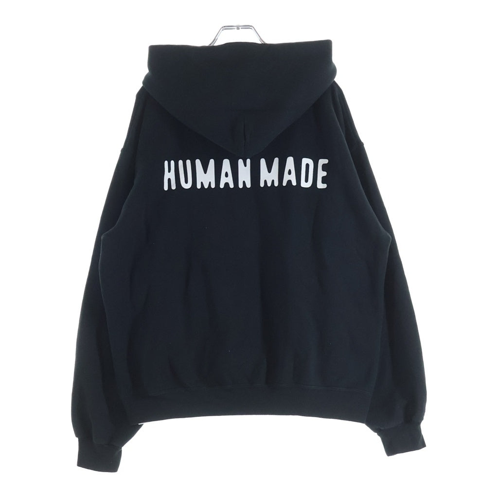 HUMAN MADE(ヒューマンメイド) 25AW CLASSIC ZIP-UP SWEAT HOODIE クラシック フロントハートロゴ ジップアップ プルオーバースウェットパーカー フーディ ブラック HM30CS051