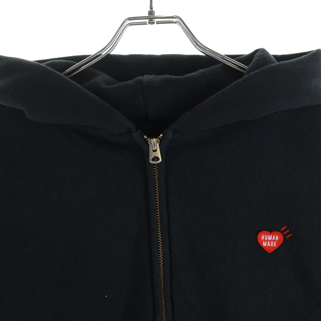 HUMAN MADE(ヒューマンメイド) 25AW CLASSIC ZIP-UP SWEAT HOODIE クラシック フロントハートロゴ ジップアップ プルオーバースウェットパーカー フーディ ブラック HM30CS051