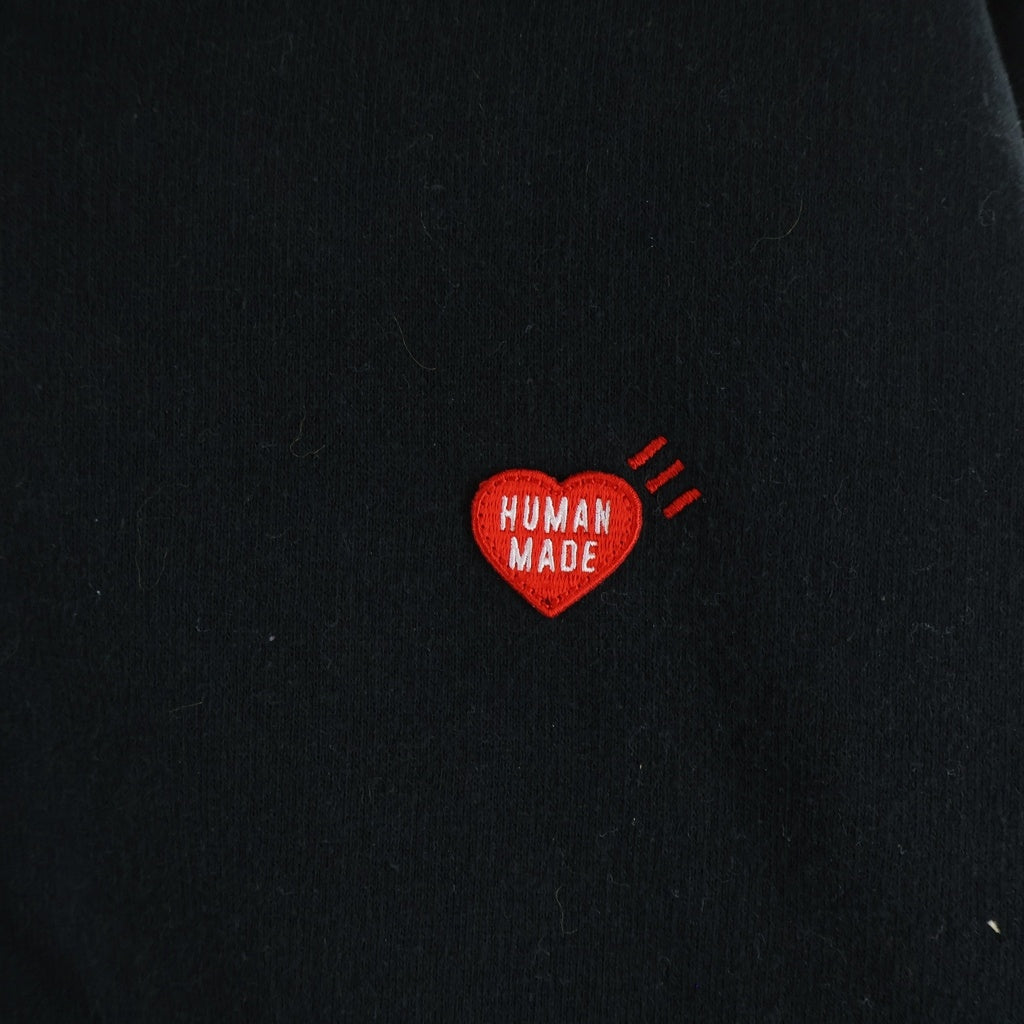 HUMAN MADE(ヒューマンメイド) 25AW CLASSIC ZIP-UP SWEAT HOODIE クラシック フロントハートロゴ ジップアップ プルオーバースウェットパーカー フーディ ブラック HM30CS051