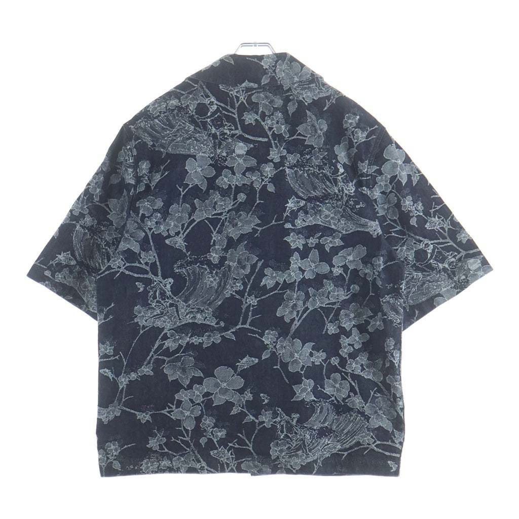 LOUIS VUITTON(ルイヴィトン) 24AW ロゴエンブロイダリー フラワー総柄 ジャガード デニム半袖シャツ インディゴ RM242MM LJG HRS25W