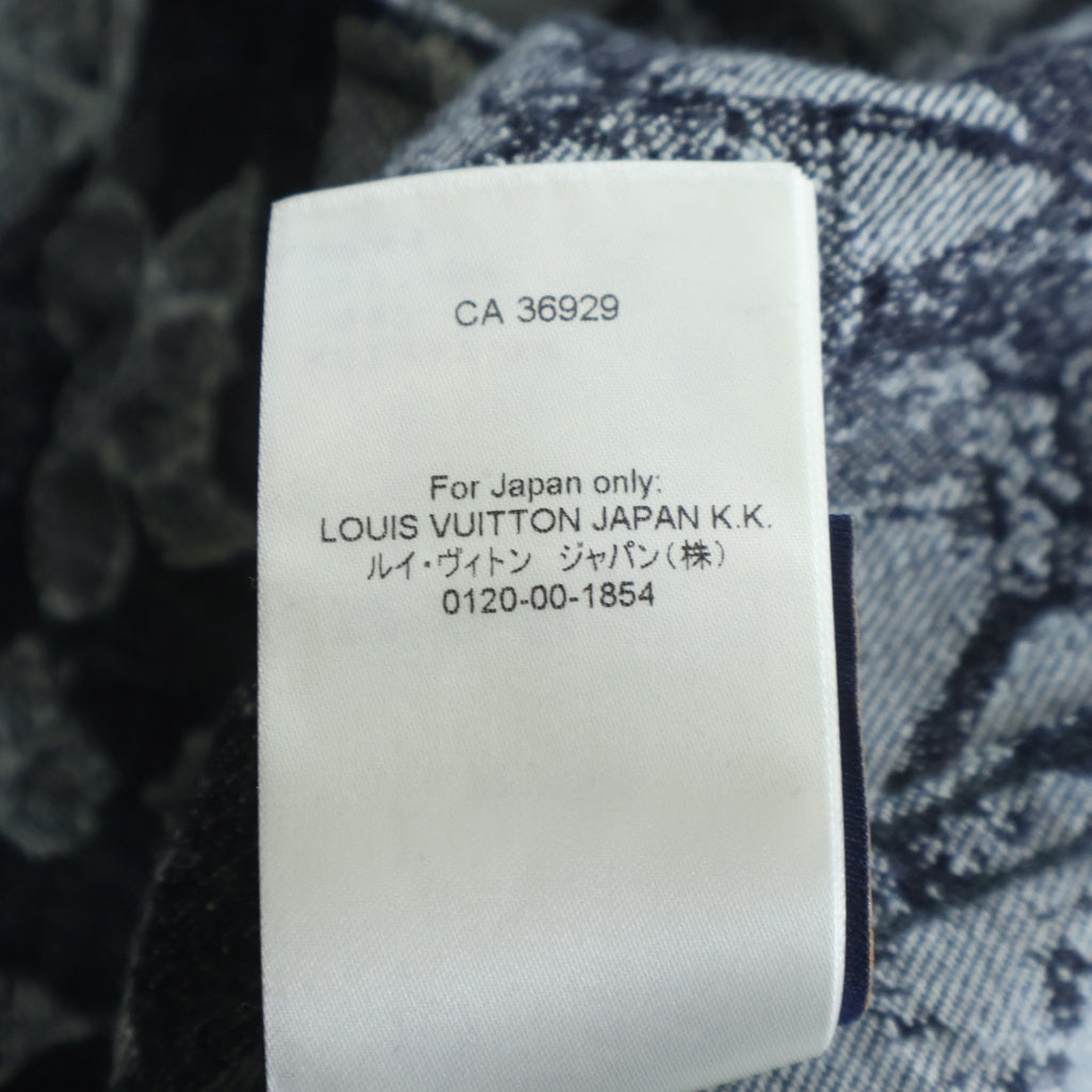 LOUIS VUITTON(ルイヴィトン) 24AW ロゴエンブロイダリー フラワー総柄 ジャガード デニム半袖シャツ インディゴ RM242MM LJG HRS25W