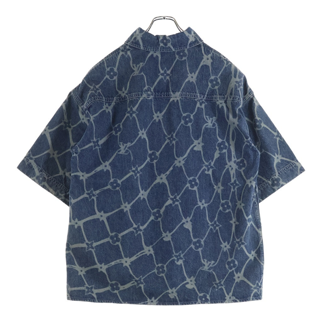 LOUIS VUITTON(ルイヴィトン) 24AW モノグラム プリント ショートスリーブ デニム半袖シャツ インディゴ RM242MM KOE HRS24W