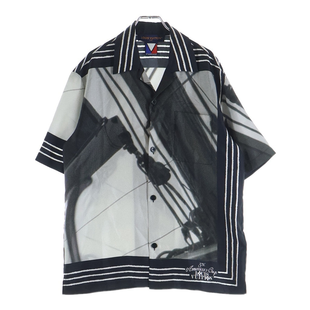 LOUIS VUITTON(ルイヴィトン) 24AW アメリカズカップ グラフィックプリント ショーツスリーブ シルク 半袖シャツ ホワイト HRS42W