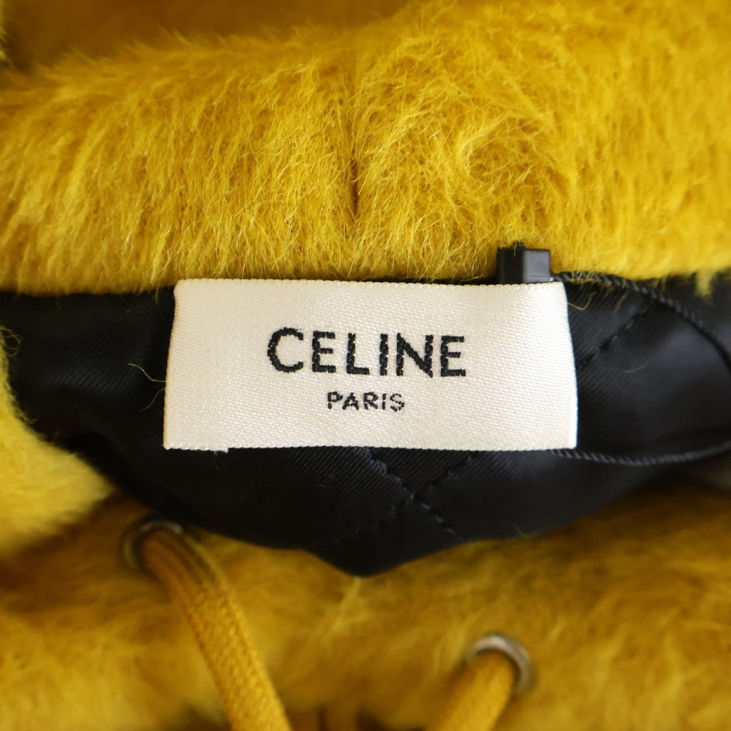 CELINE(セリーヌ) 22AW Fuzzy Wool Loose Hoodie ファジーウール プルオーバーパーカー 裏地キルティング イエロー 2Y964925R