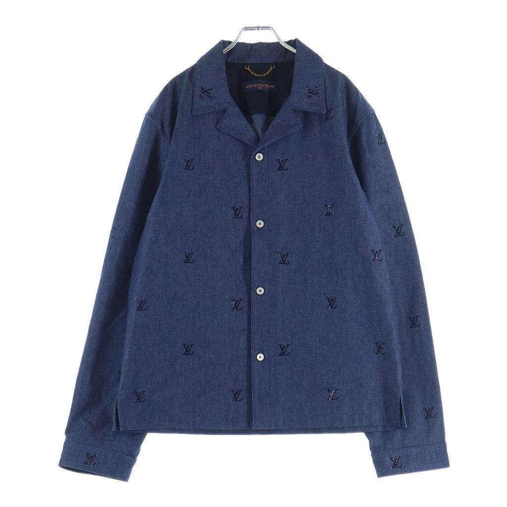 LOUIS VUITTON(ルイヴィトン) 25SS モノグラム ブラゾン エンベリッシュド デニムパジャマシャツ インディゴ 1AGJMB