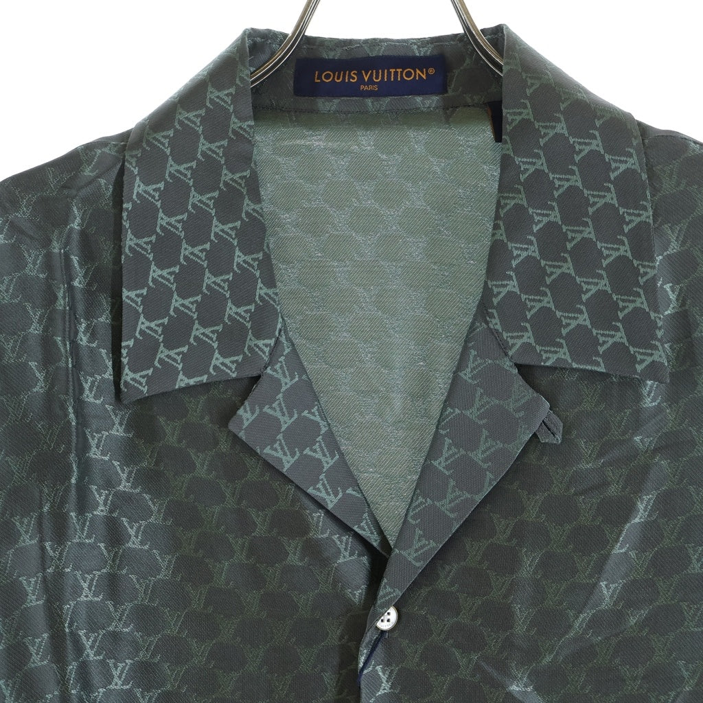 LOUIS VUITTON(ルイヴィトン) 24AW ジャカードモノグラム シルクブレンドオープンカラー半袖シャツ カーキ RM242MM KSY HRS30W