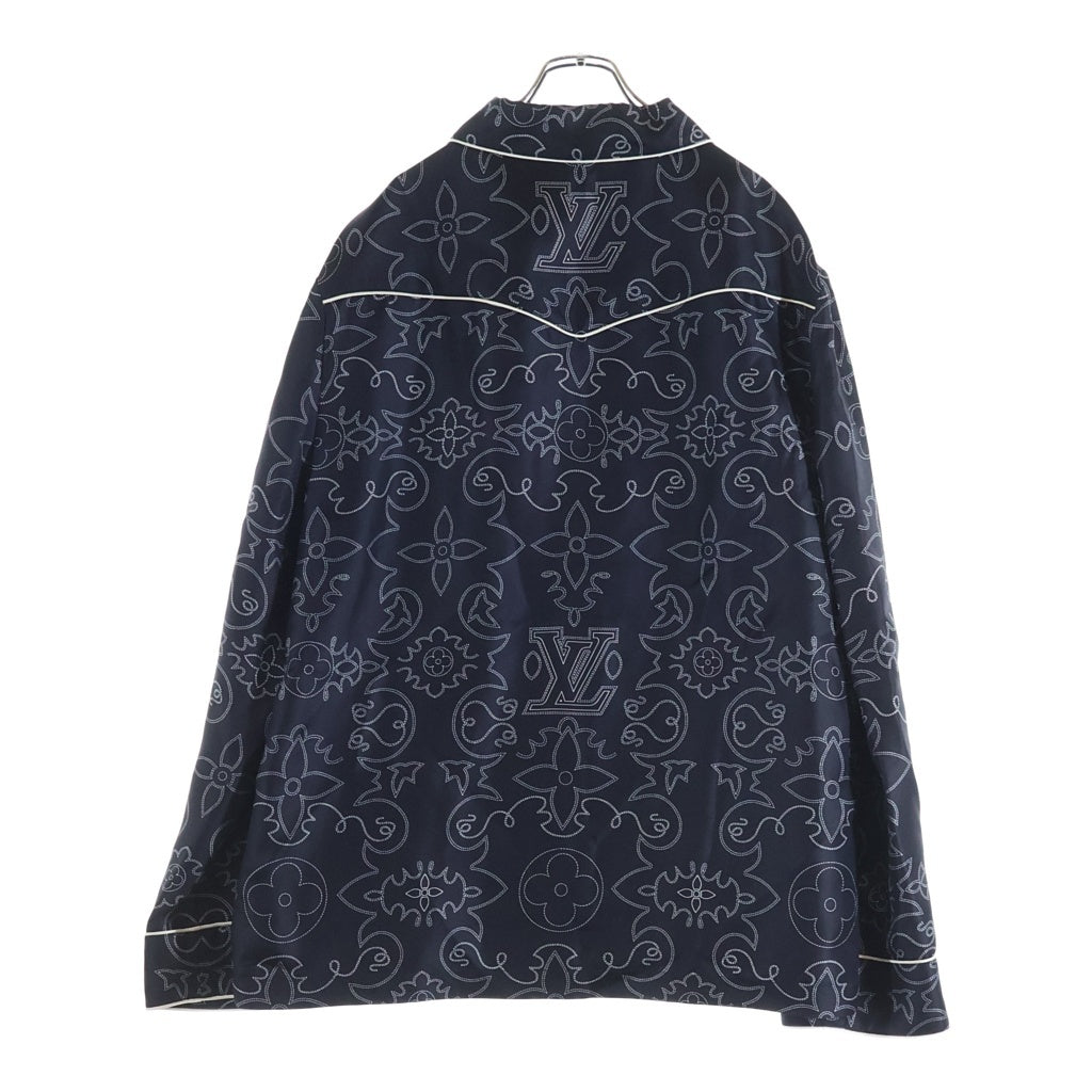 LOUIS VUITTON(ルイヴィトン) 24AW モノグラムプリントデザイン 胸ポケット シルク 長袖シャツ ブラック RM242M MRR HRS80W
