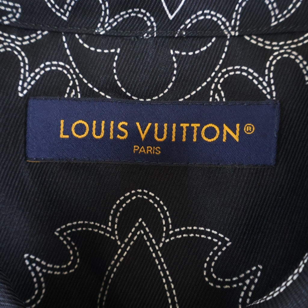 LOUIS VUITTON(ルイヴィトン) 24AW モノグラムプリントデザイン 胸ポケット シルク 長袖シャツ ブラック RM242M MRR HRS80W